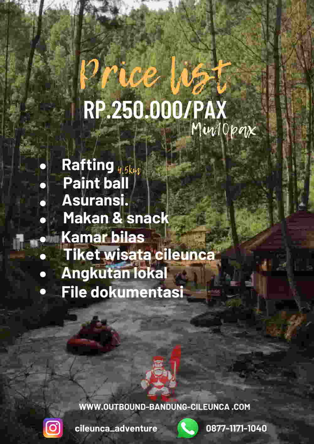 price list 2 outbound cileunca pangalengan bandung