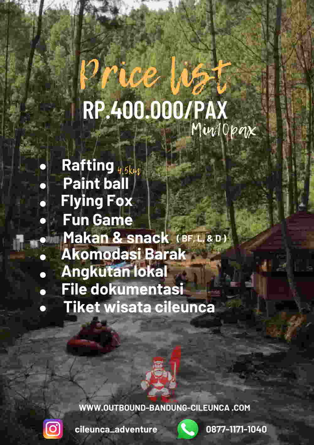 price list 4 outbound cileunca pangalengan bandung