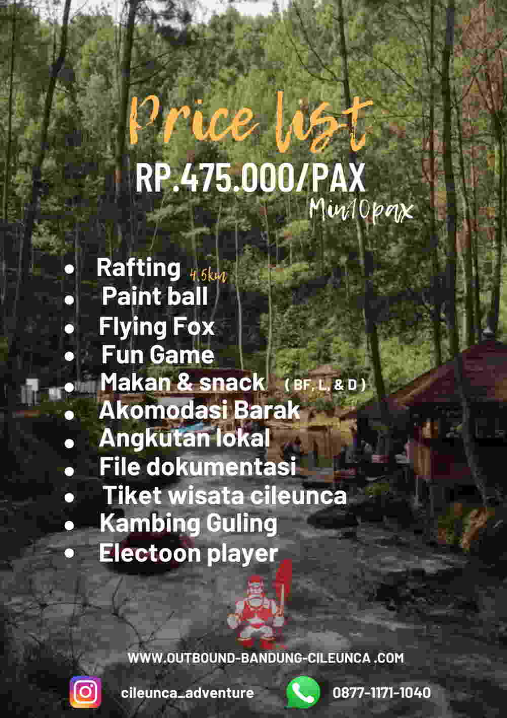 price list 5 outbound cileunca pangalengan bandung